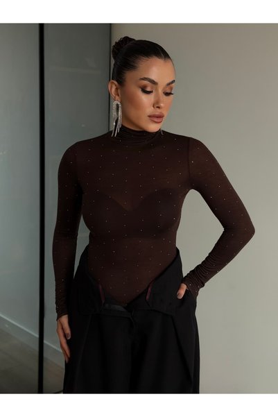 ROUPAS COLLECTİON Transparan Taşlı Bluz