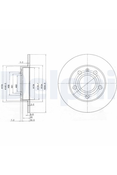 DELPHİ Δίσκος φρένου BG2753C, σετ 2 τεμ.