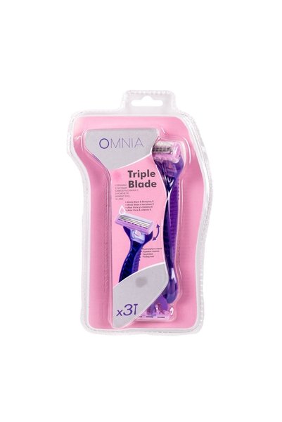 Omnia Aparat de Ras cu 3 Lame, Aloe Vera și Vitamina E, Bandă Hidratantă