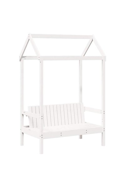 vidaxl Banchetă cu acoperiș, alb, 117,5x70x176,5 cm, lemn masiv pin
