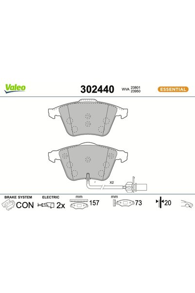 VALEO Σετ τακάκια φρένων, δισκόφρενο 302440