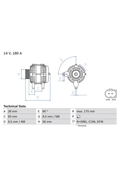 Bosch Генератор / алтернатор 0 986 080 090