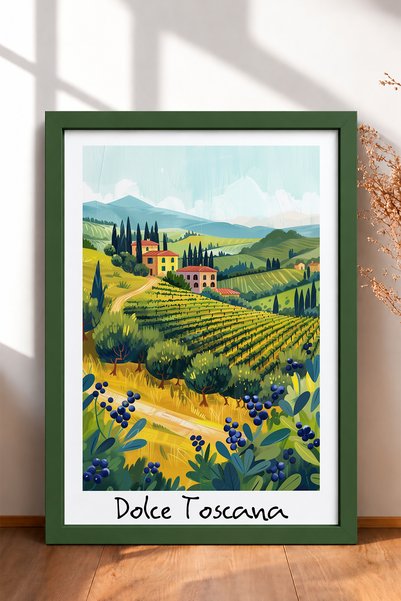 HOMEPACK Tablou cu detaliu cu șnur „Dolce Toscana”, încadrat de viță de vie ș...