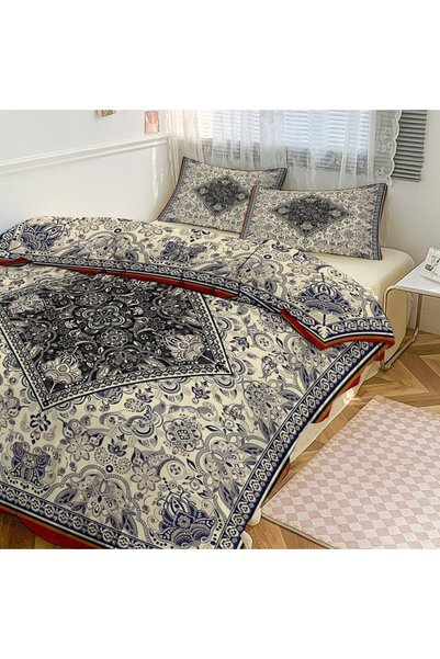 Generic طقم غطاء لحاف ناعم بتصميم بوهو عتيق مكون من 3 قطع، مناسب للاستخدام عل...