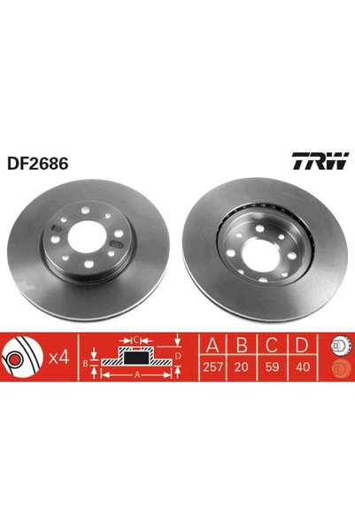TRW Δίσκος φρένου DF2686