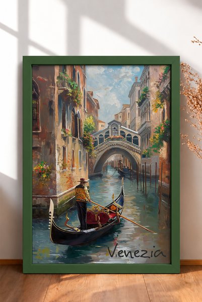 HOMEPACK Tablou cu gondola și pod pe canalul din Veneția – Poster cu decor de...