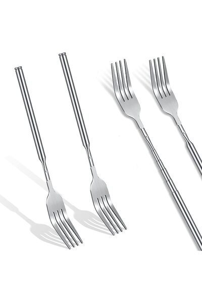 Generic 2 قطعة شوكة عشاء قابلة للتمديد من الستانلس ستيل، قابلة للتعديل للشواء...