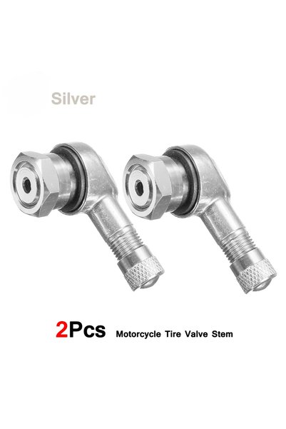 Choice Silver 2Pcs 90 Degree CNC Motorcycle Tire Valve Stem Universal Aluminu...