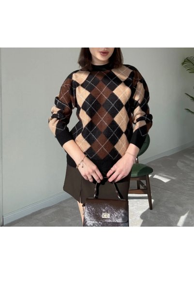 hiraz fashion سترة قصيرة بنمط البقلاوة باللون البني للنساء