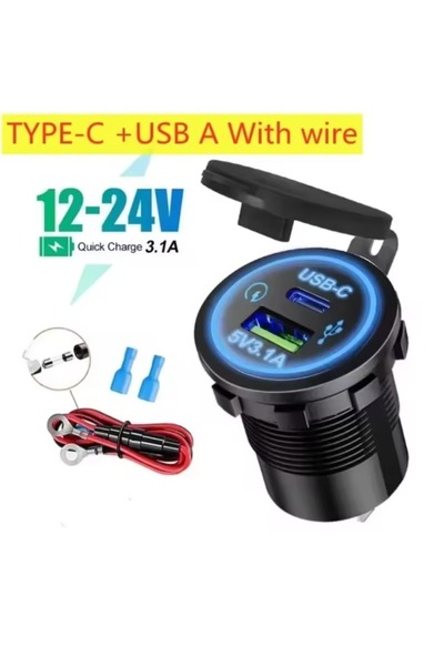 Choice TYPE-C With wire Universal Motorcycle Car Charger For Auto Truck ATV B...