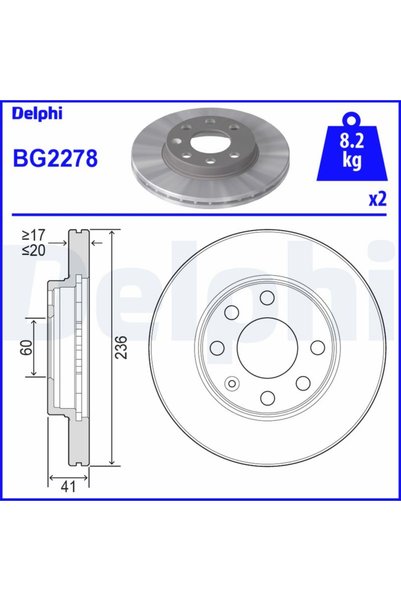 DELPHİ Спирачен диск BG2278, комплект от 2 бр.