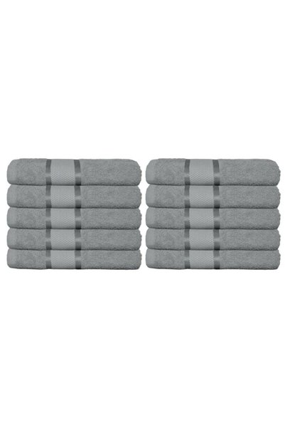 OEM Set de 10 prosoape de mână, bumbac, uni, 400g/m², 30x50cm, gri