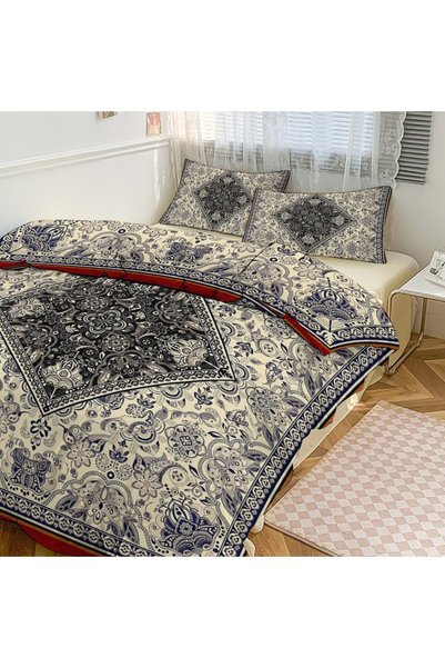Generic طقم غطاء لحاف ناعم بتصميم بوهو عتيق مكون من 3 قطع، مناسب للاستخدام عل...