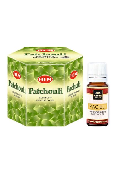 Hem Pachet promoțional: 40 de conuri de tămâie cu reflux Patchouli + Ulei de ...