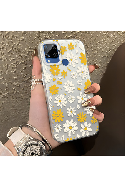 CHICASELUX غطاء هاتف مطبوع عليه تصميم زهرة الأقحوان، متوافق مع هواتف Realme C...