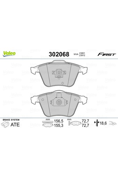 VALEO Σετ τακακιών φρένων, δισκόφρενο 302068