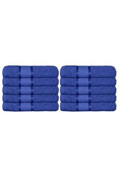 OEM Set de 10 prosoape de mână, bumbac, uni, 400g/m², 30x50cm, albastru marin