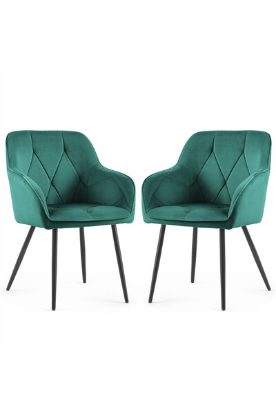 akord Set de 2 scaune de dining tapițate în catifea Diamante, 55x58x83 cm, ma...