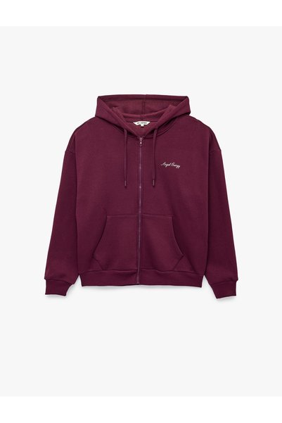 Koton Sequined Dancer Sweatshirt with Angel Wing Detail, Hooded, Relaxed Fit,...