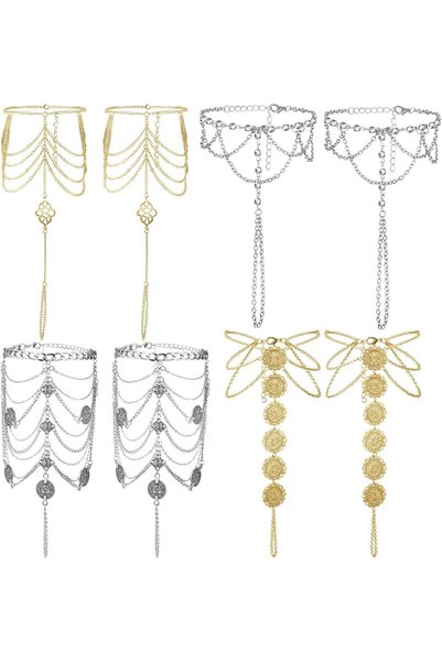 Generic Barefoot Anklets, 4 Pairs Women’s Barefoot Foot Sandals Anklets, Boho...