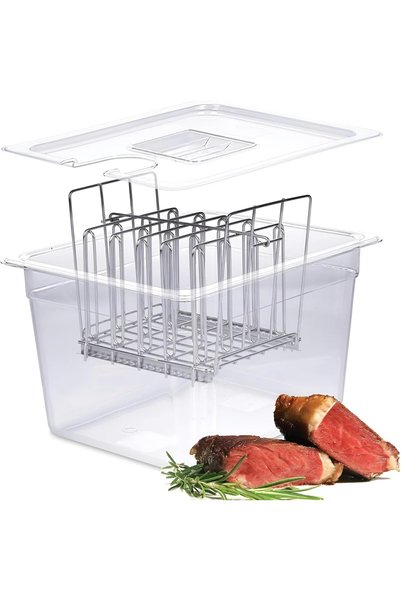Generic RICE-STORE 11L Sous Vide Container with Lid and Stainless Steel Racks...