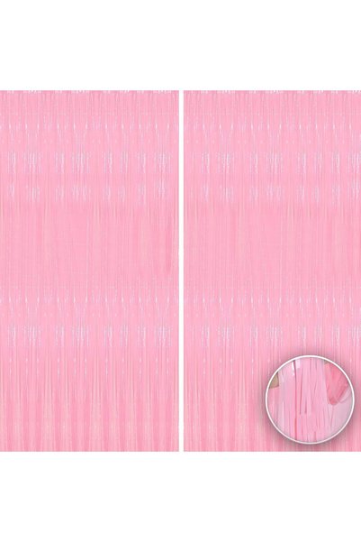 Generic XtraLarge, Pastel Pink Fringe Curtain - 3.2 x8 Feet, Pack of 2 | Foil...