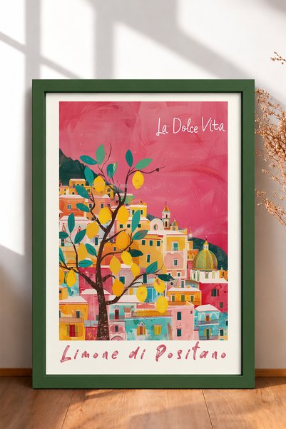 HOMEPACK La Dolce Vita – Poster cu lămâi și Positano, decor de perete cu cadr...