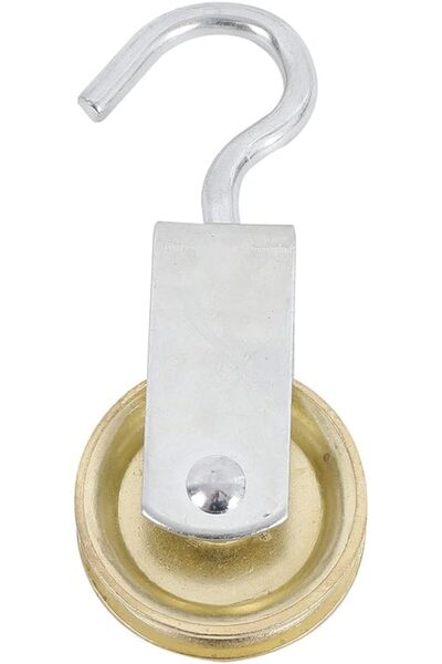 Generic Single Pulley with Hook - 35mm Gold - Grooved Wheel for Smooth Loadin...