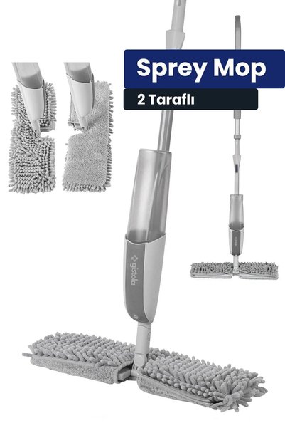 Gistola Çift Taraflı Yıkanabilir Sprey Mop, Kolay Sıkmalı, Tek Bezli, Alüminyum Saplı, Yüksek Derecede Emici Temizlik Seti
