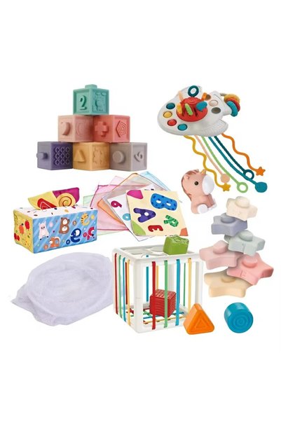Giftry Set jucarii educative Giftry®, set Montessori 6 in 1, 34 de piese, dez...