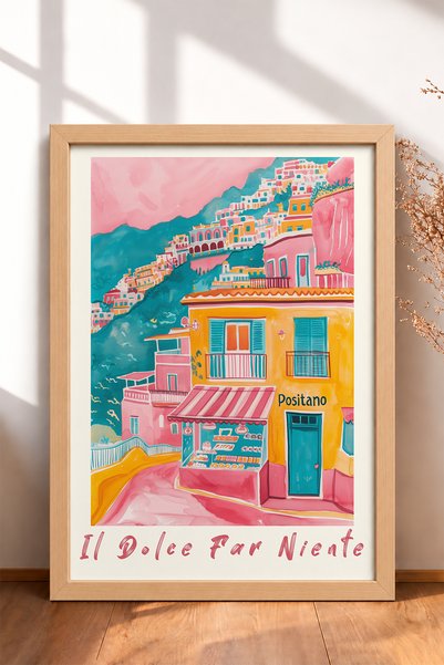 HOMEPACK Il Dolce Far Niente Positano Shop Framed Painting Italy Poster Livin...
