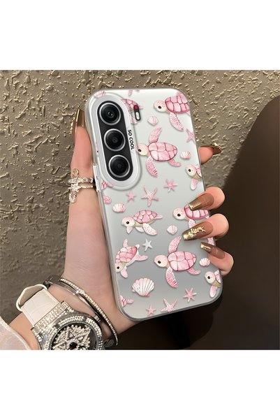 CHICASELUX Pink Turtle and Seashell Patterned Silicone Case Compatible with T...