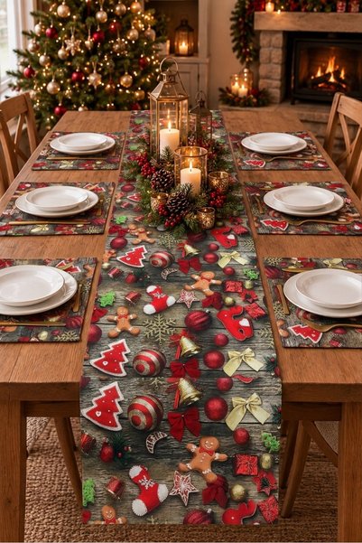 shopshop ss 6+1 Duck Fabric Liquid Repellent Christmas-Themed 35X45 cm Set of...
