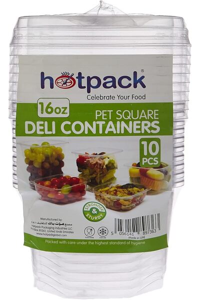 Generic PET Deli Container Square with Lid 16oz - PET 10 Pieces ' 10 Units