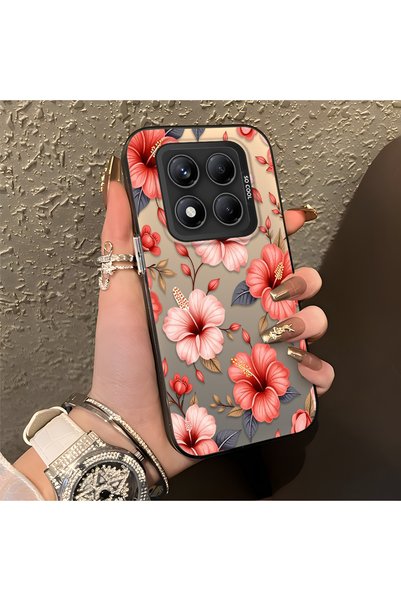CHICASELUX غطاء حماية وردي اللون بتصميم زهور كبيرة، متوافق مع هاتف Redmi Note...