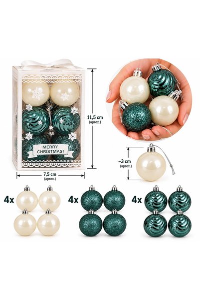 Generic Brand Set 12 globuri de Craciun, ambalate in cutie decorativa, aprox....