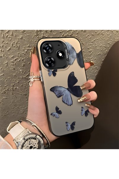 CHICASELUX Black and Gray Butterfly-Printed Protective Case Compatible with T...