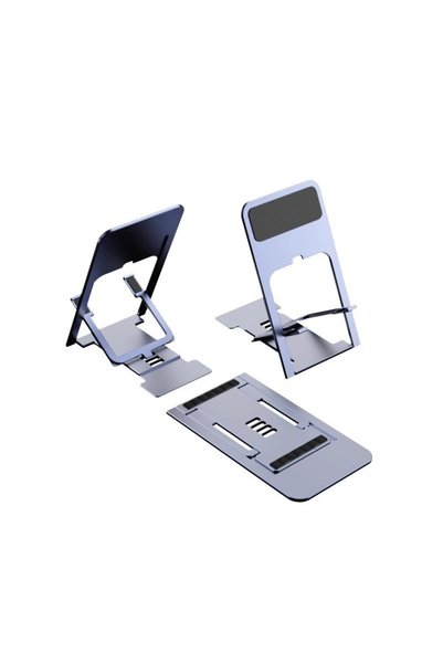 DAMUR Phone Holder, Innovation, Foldable, Adjustable, made of ABS, Silver