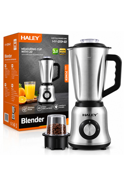 HALEY Електрически блендер, 1000W, 1.5л кана от неръждаема стомана, 2 скорост...