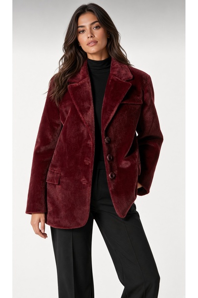 Bella Bloom Boutique Women's Button-Down Faux Fur Jacket with Lining