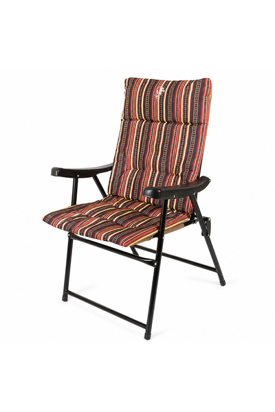 unbranded Folding Camping Chair with Padded High Back Cushion, Striped Patter...