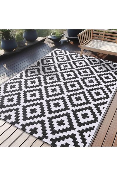 Generic سجادة خارجية مقاومة للماء 5×8 قدم، سجادة بلاستيكية قابلة للعكس للفناء...