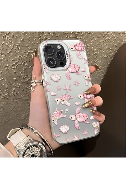 CHICASELUX Pink Turtle and Seashell Patterned Silicone Case Compatible with i...