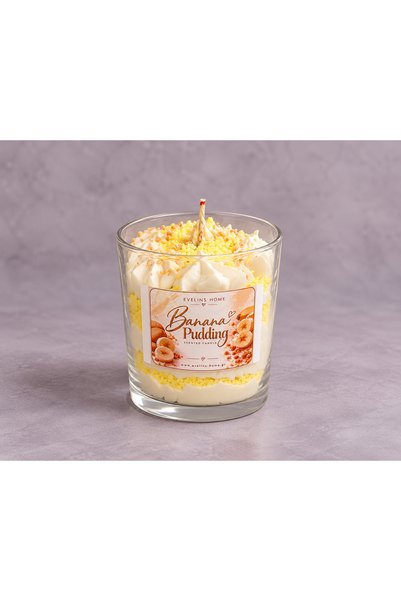 Evelins Home Banana Pudding Candle 340gr Χειροποίητο αρωματικό κερί σόγιας