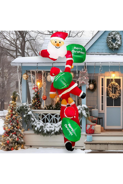 GGEROU 8 FT Hanging Christmas Inflatables Santa Claus Decorations, Climbing S...