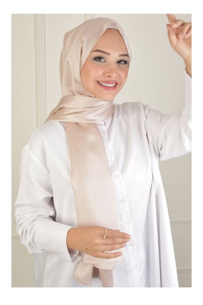 BURDEN IPEK حجاب بلاتيني بلون البيج الدافئ – صنع في تركيا، غير شفاف، مثالي لل...