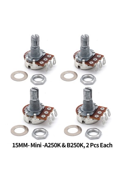 Choice مجموعة من 4 قطع من مقاومات الجيتار الصغيرة A250Kx2 وB250Kx2، بطول 15 م...