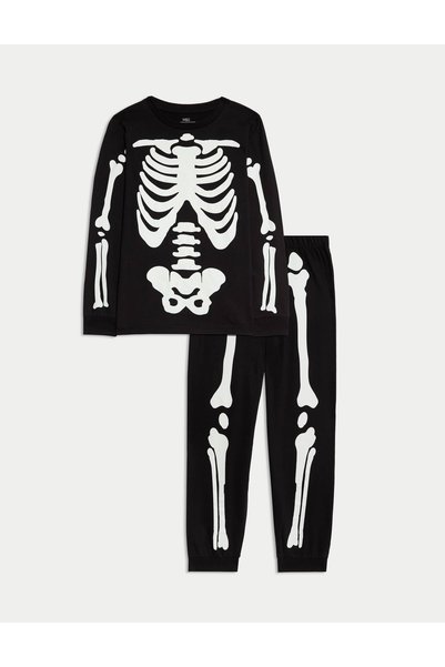 Marks & Spencer Halloween Karanlıkta Parlayan İskelet Desenli Pijama Takımı