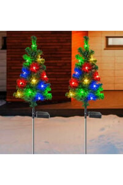 Noonedibs Lumină solară LED pentru brad de Crăciun, 2 buc., 75 cm, iluminat e...