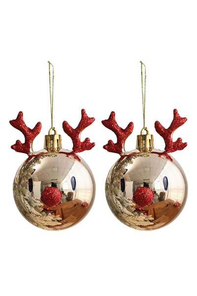 Noonedibs Ornamente de Crăciun cu globuri, model elan, globuri agățate, recuz...